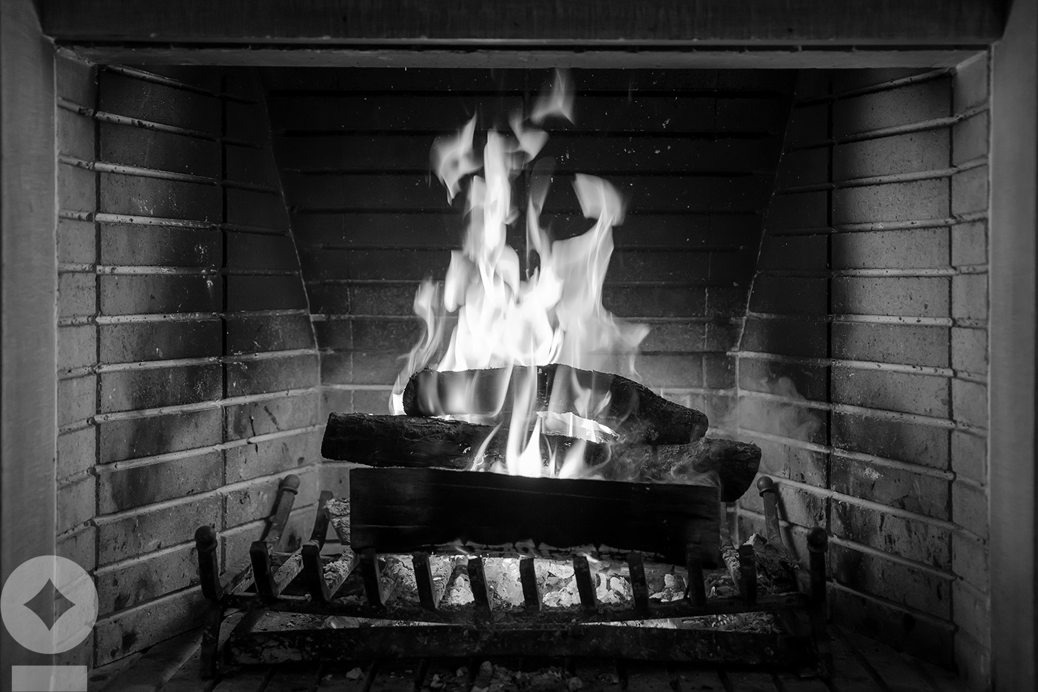 fireplace burning
