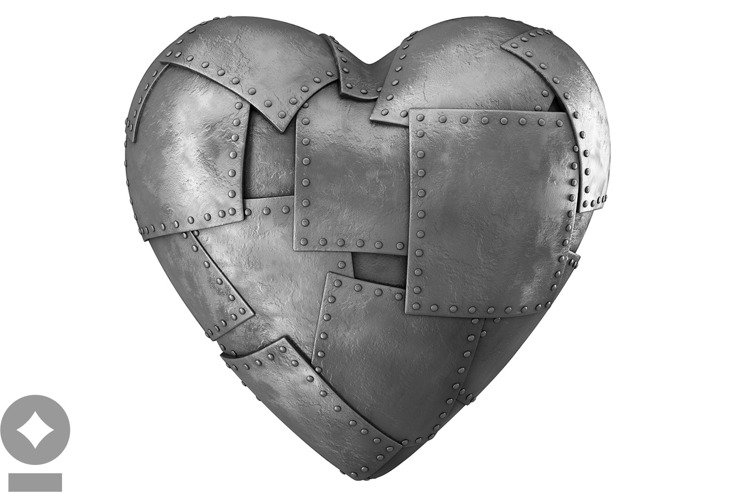 Black and White Metal Heart